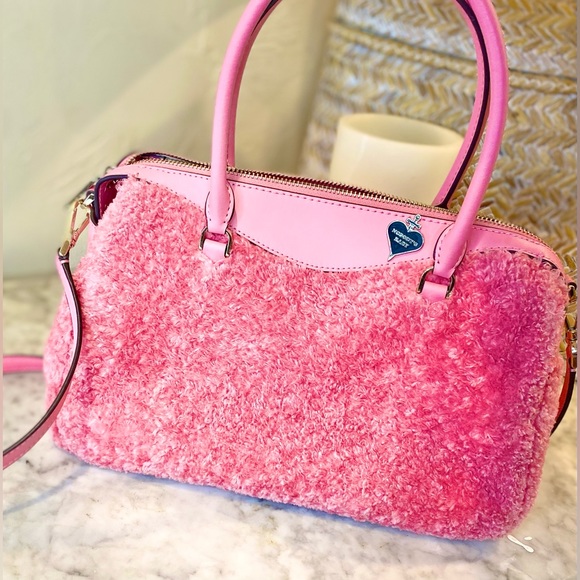 KATE SPADE ($448) Mimi Faux Fur Satchel/Crossbody - Blush Pink - Picture 7 of 9